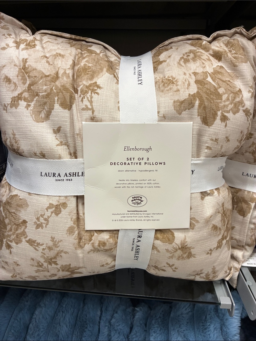 Laura Ashley Beige Floral Ellenborough Decorative Pillow Set